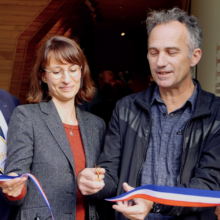 Inauguration nouvel accès du musée du compagnonnage sur la rue Nationale à Tours, avec Virginie Tostain, directrice du musée, et Christophe Dupin, adjoint au maire de Tours à la culture